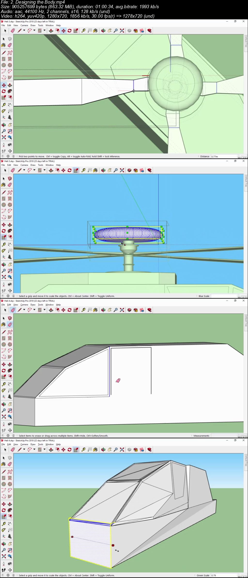  Sketchup - Apache Helicopter 3D Modeling simplified 