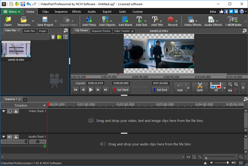 NCH VideoPad Video Editor Professional 7.02 Beta