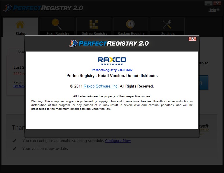 Raxco PerfectRegistry 2.0.0.2602