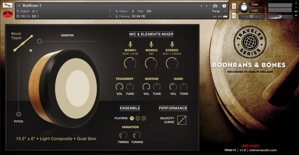 Red Room Audio Traveler Series Bodhrans and Bones KONTAKT