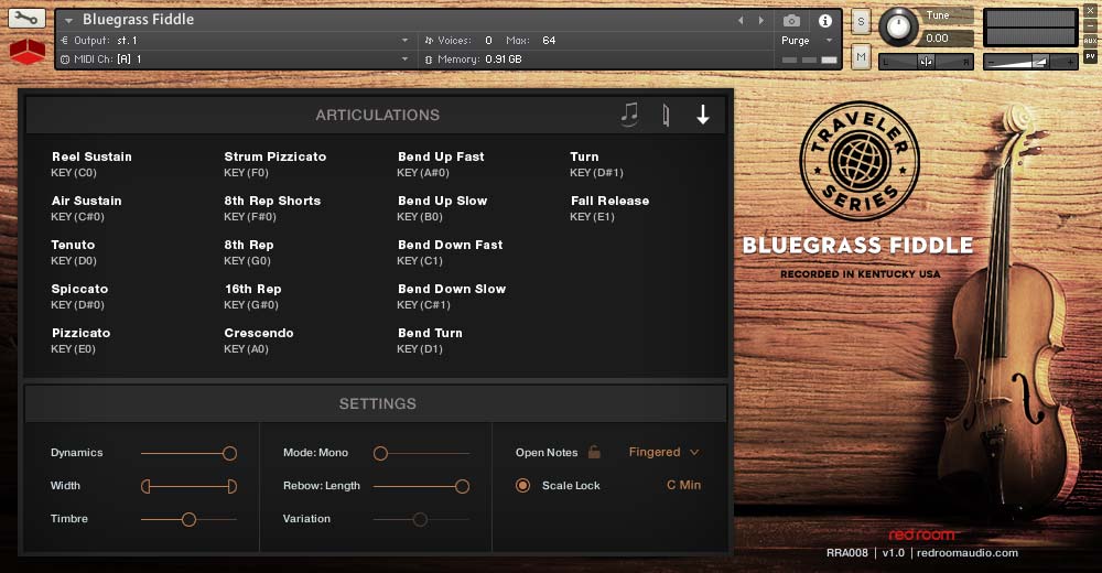 Red Room Audio Traveler Series Bluegrass Fiddle KONTAKT
