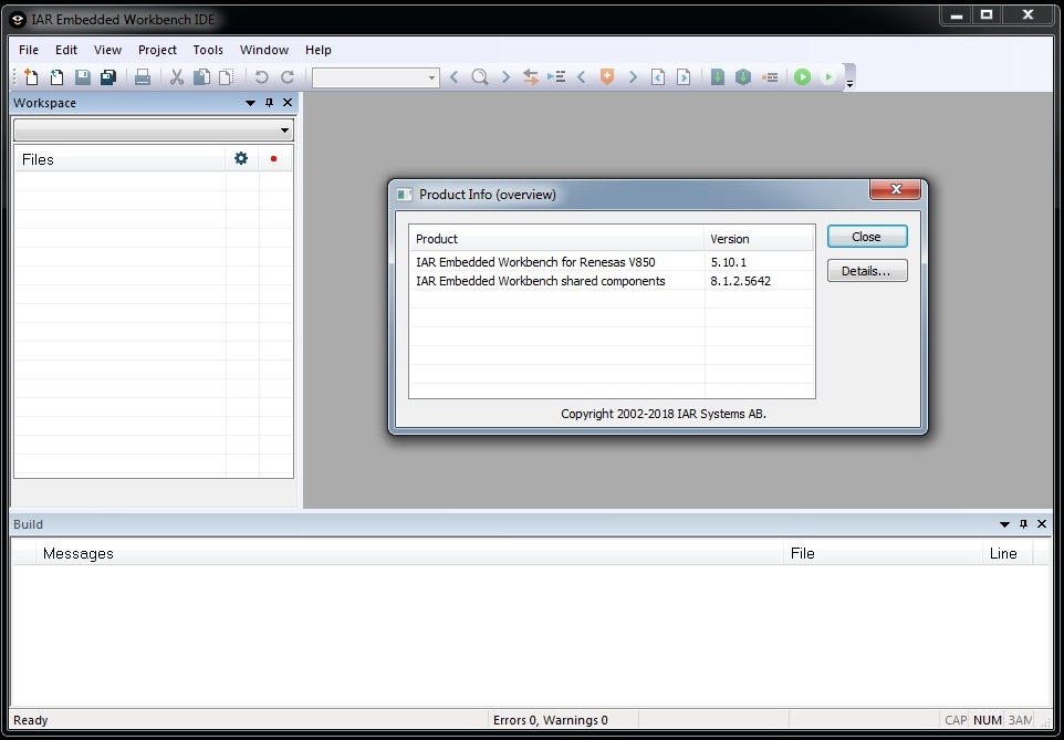 IAR Embedded Workbench for V850 version 5.10.1