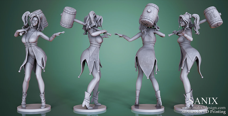 Cubebrush – Harley Quinn and Wonder Woman – 3D Printable Models