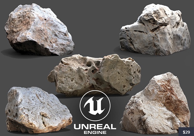 Cubebrush – UE4 Photogrammetry 3D Scan Stone Pack VOL 1