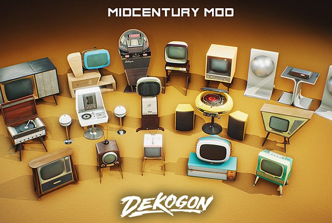 Cubebrush – Retro Mid Century Mod Props VOL.4 [UE4+Raw files]