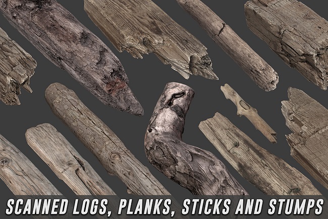 Cubebrush – Scanned Logs, Planks, Sticks and Stumps