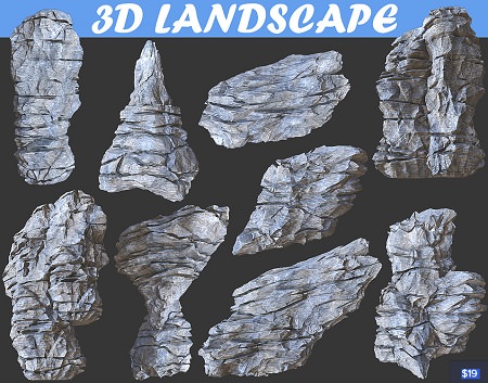 Cubebrush – Low poly Realistic Rocky Sharp Cliff Modular Pack