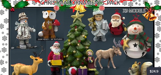 Cubebrush – Christmas Ornaments Pack