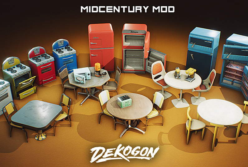 Cubebrush – Retro Mid Century Mod Props VOL.3 [UE4+Raw files]