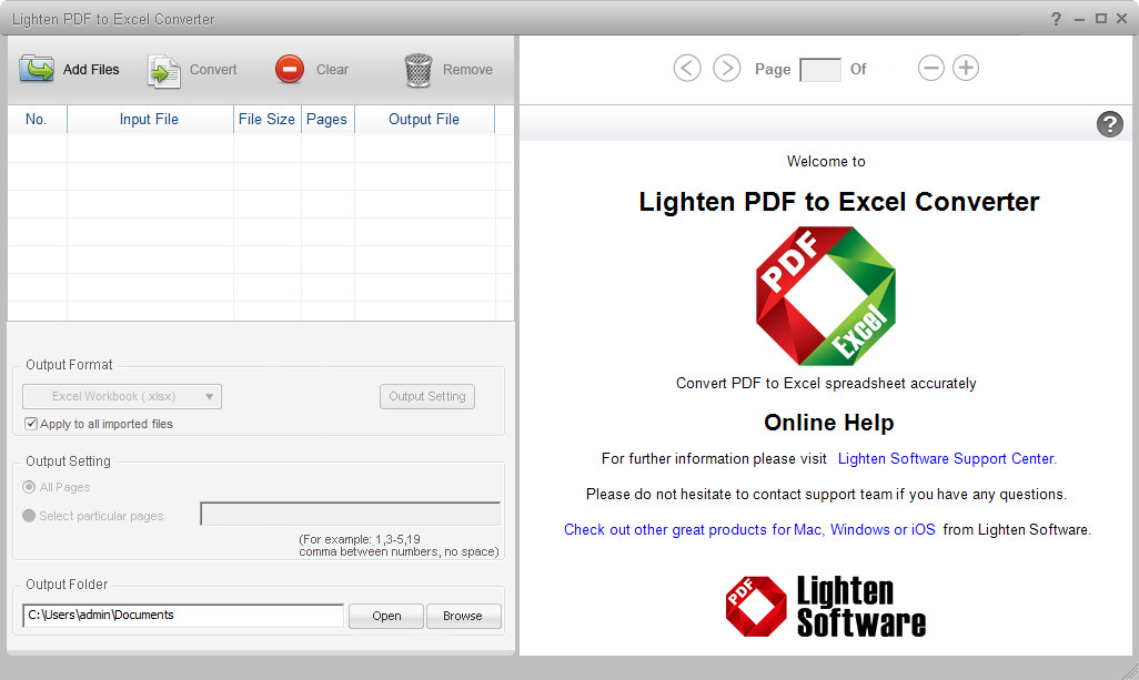 Lighten PDF to Excel Converter 6.0.0 Multilingual