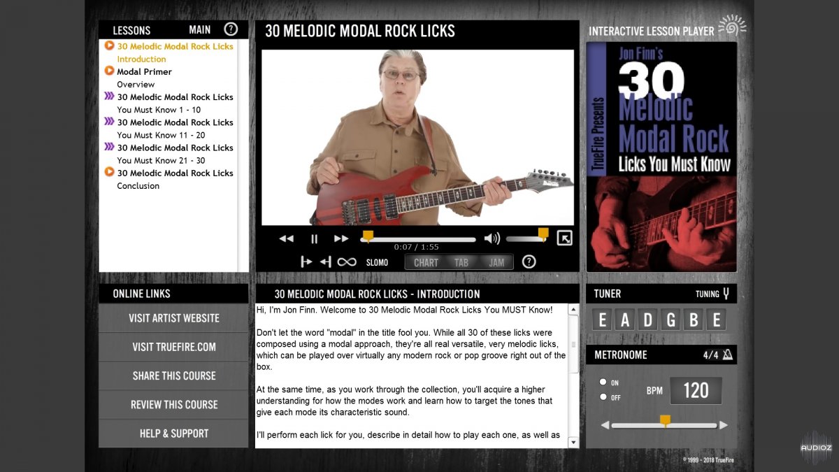 Truefire - Jon Finn's 30 Melodic Modal Rock Licks You Must Know (2018) screenshot