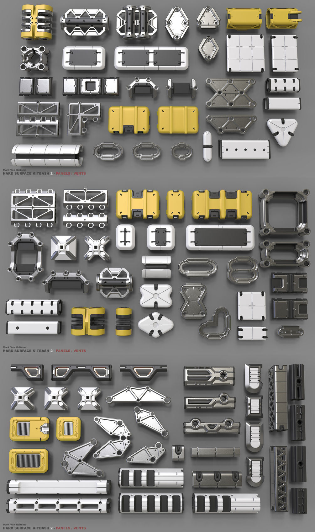 Gumroad – Hard Surface Kitbash Library 2 – Panels/Vents