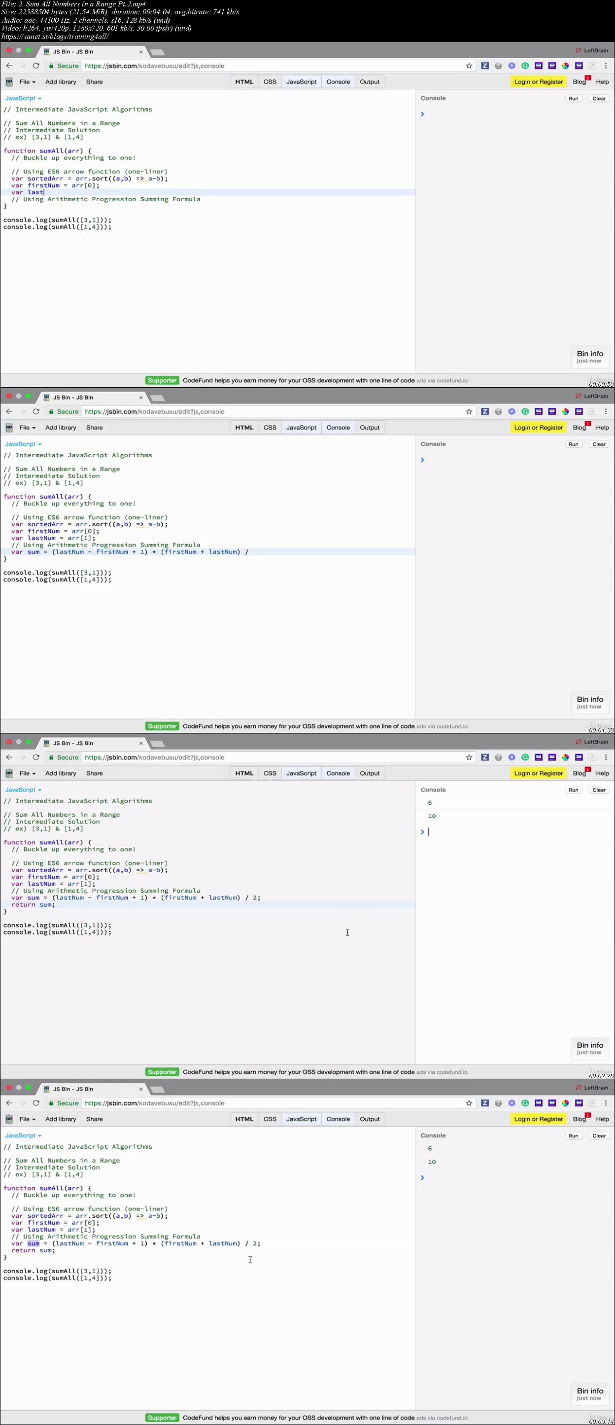 2019 JavaScript Algorithmic Scripting: Intermediate Level