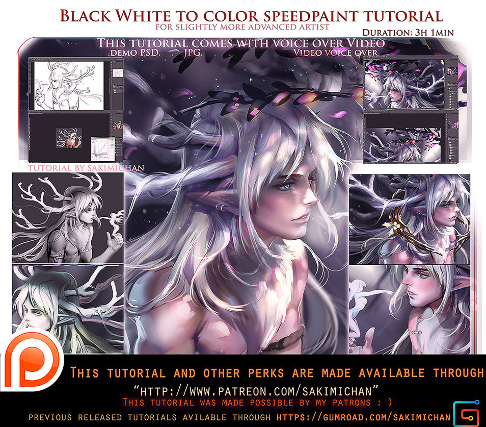 Black/White to Color Speedpaint Voice Over Lesson