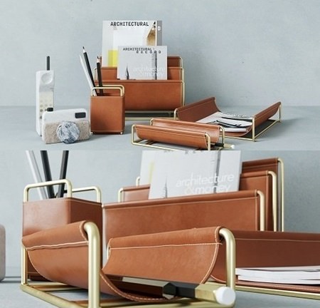 WestElm Faux Leather Brass