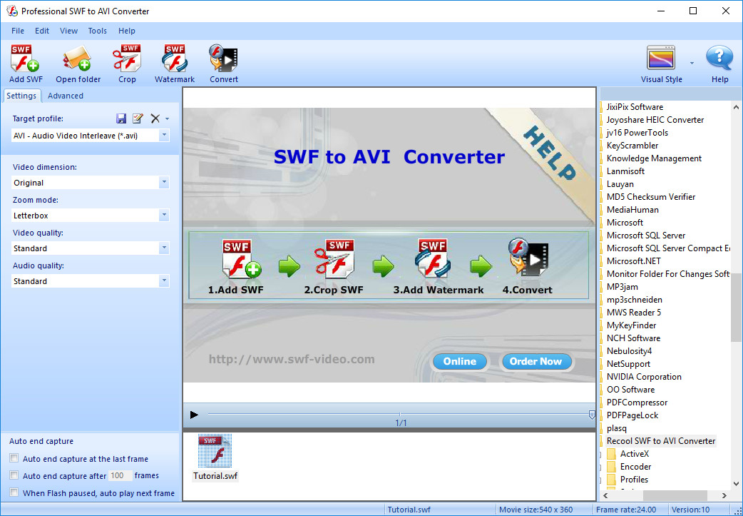 Recool SWF to AVI Converter 4.5 Build 200