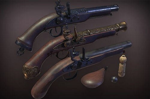 Cubebrush – Lowpoly PBR Flintlock Pistol Pack