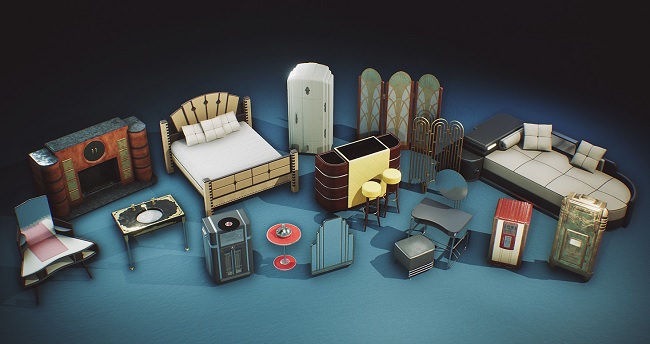 Cubebrush – Art Deco Props COMBO PACK [UE4+Raw]