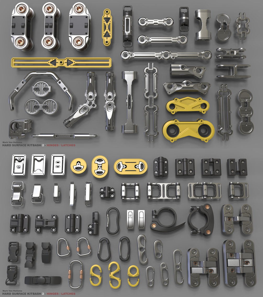 Gumroad – Hard Surface Kitbash Library 2 – Hinges/Latches