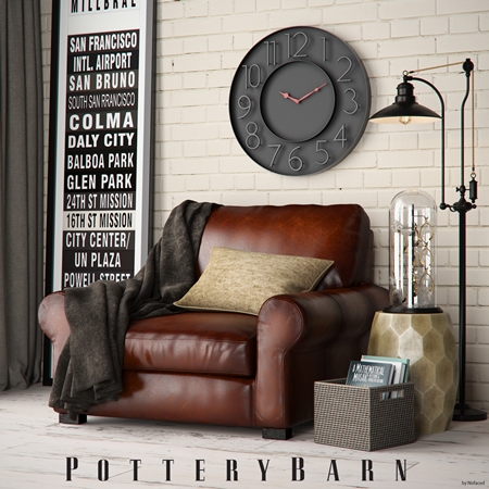 Pottery Barn Turner Roll armchair set 