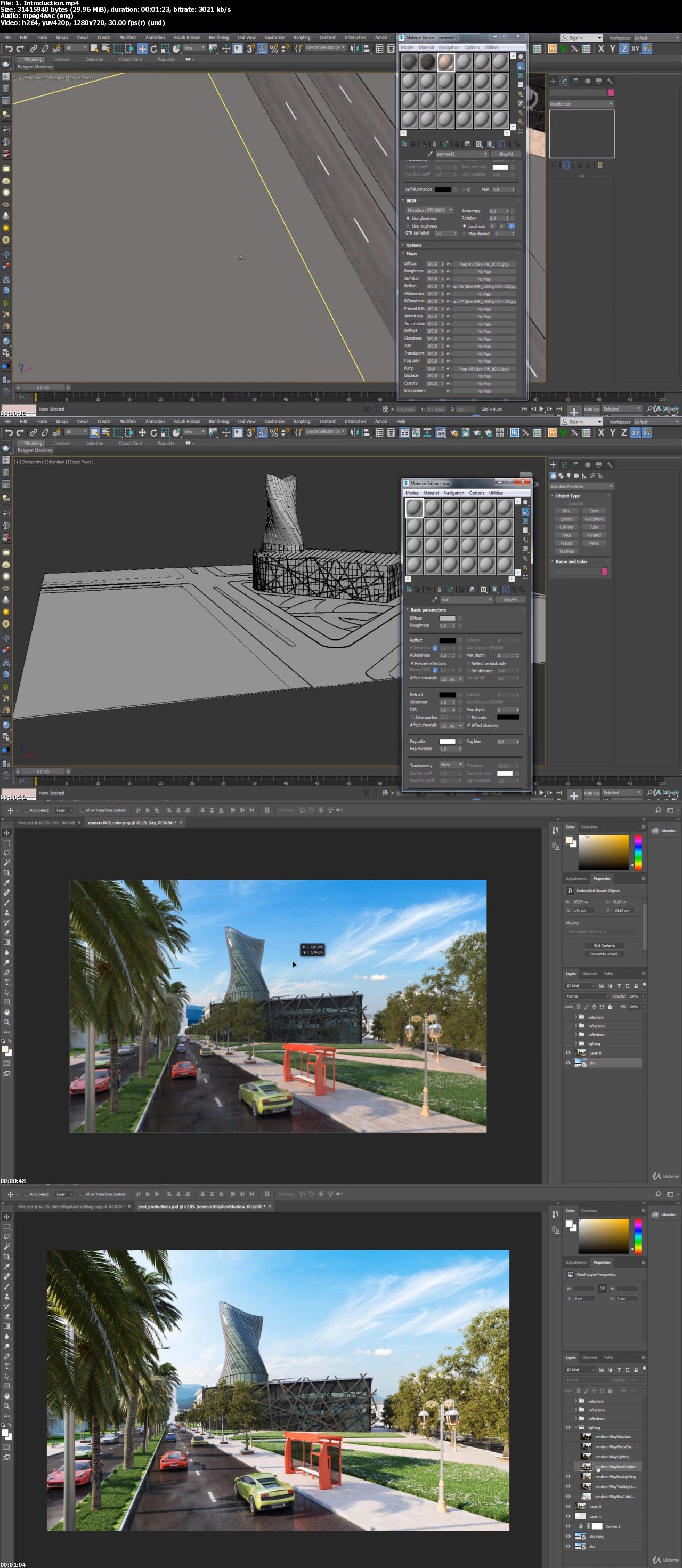 Learn 3DS MAX , VRAY , PS : Texture & Render the MediaTech