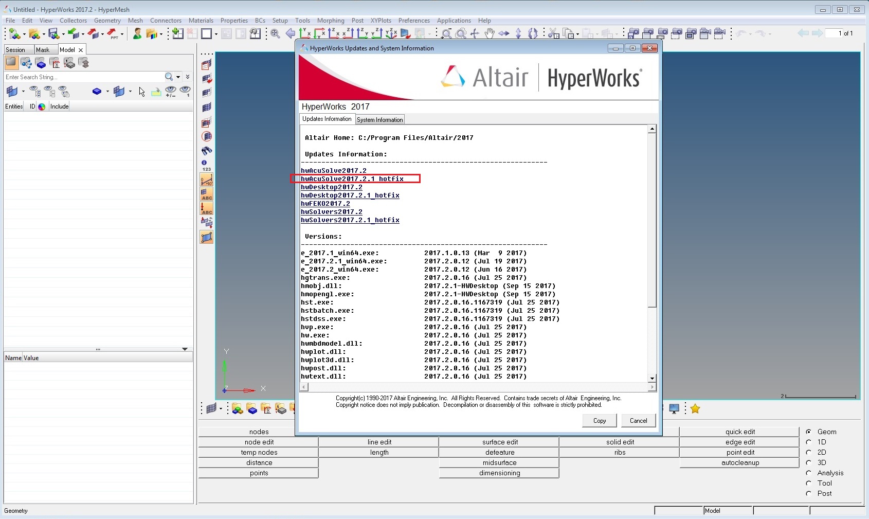 Altair HW AcuSolve 2017.2.1