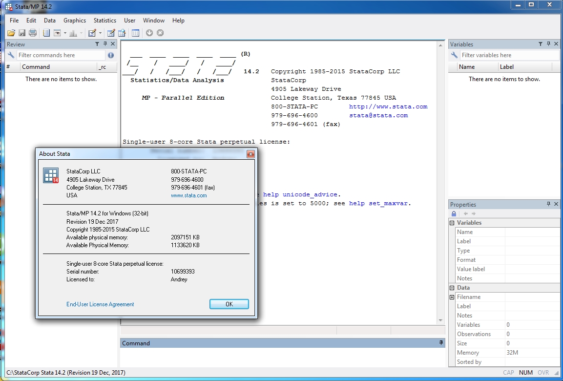 StataCorp Stata 14.2 (Revision 19 Dec 2017)