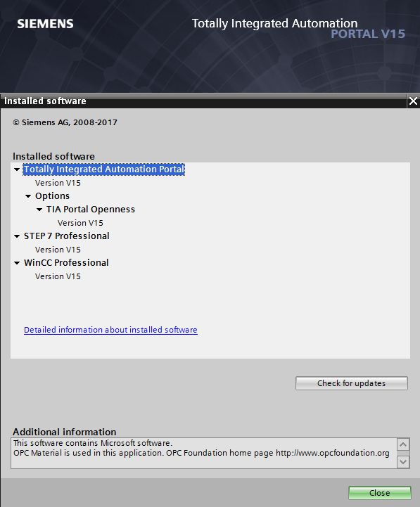 Siemens Simatic TIA Portal V15.0