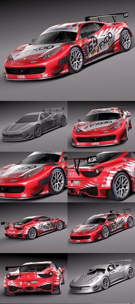 Ferrari 458 GT3 Race Car 2014 3D model 