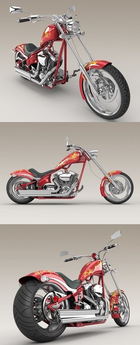 Big Dog K9 Chopper Motorcycle 3d Model