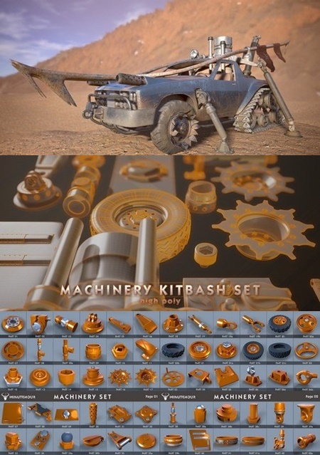 Machinery Set kitbash High Poly Pack