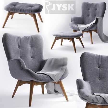 Armchair with pouf EJERSLEV