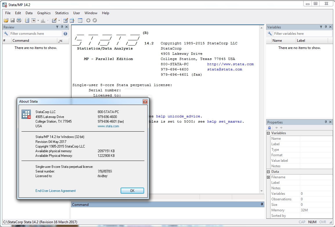 StataCorp Stata 14.2 (Revision May 04, 2017)