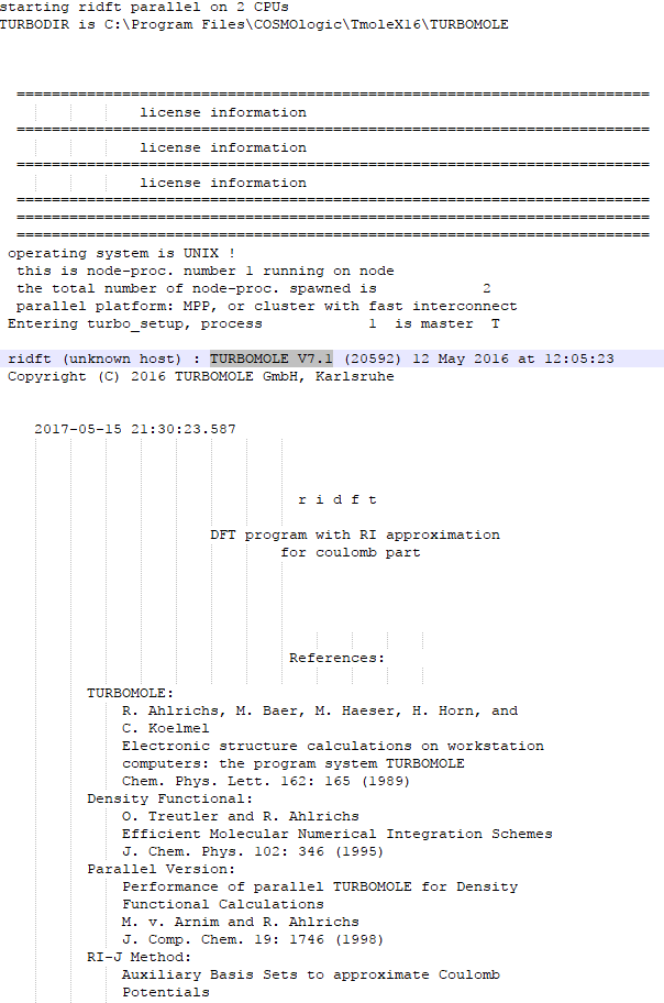 COSMOlogic TURBOMOLE 2016 version 7.1