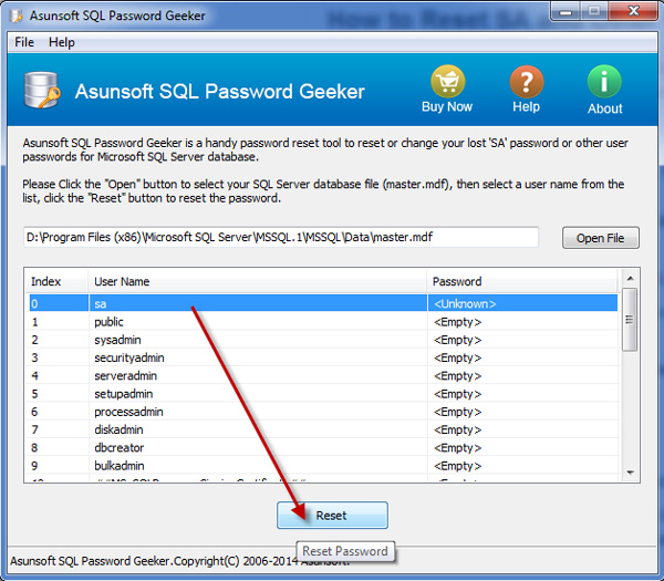 Asunsoft SQL Password Geeker 5.0