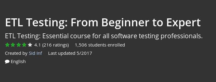 Udemy - ETL Testing: From Beginner to Expert