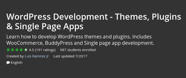 Udemy - WordPress Development - Themes, Plugins & Single Page Apps