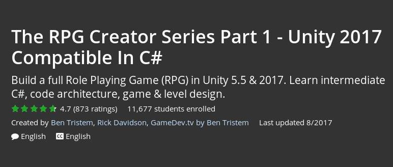 Udemy - The RPG Creator Series Part 1 - Unity 2017 Compatible In C#