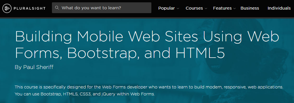 Building Mobile Web Sites Using Web Forms, Bootstrap, and HTML5 [repost]