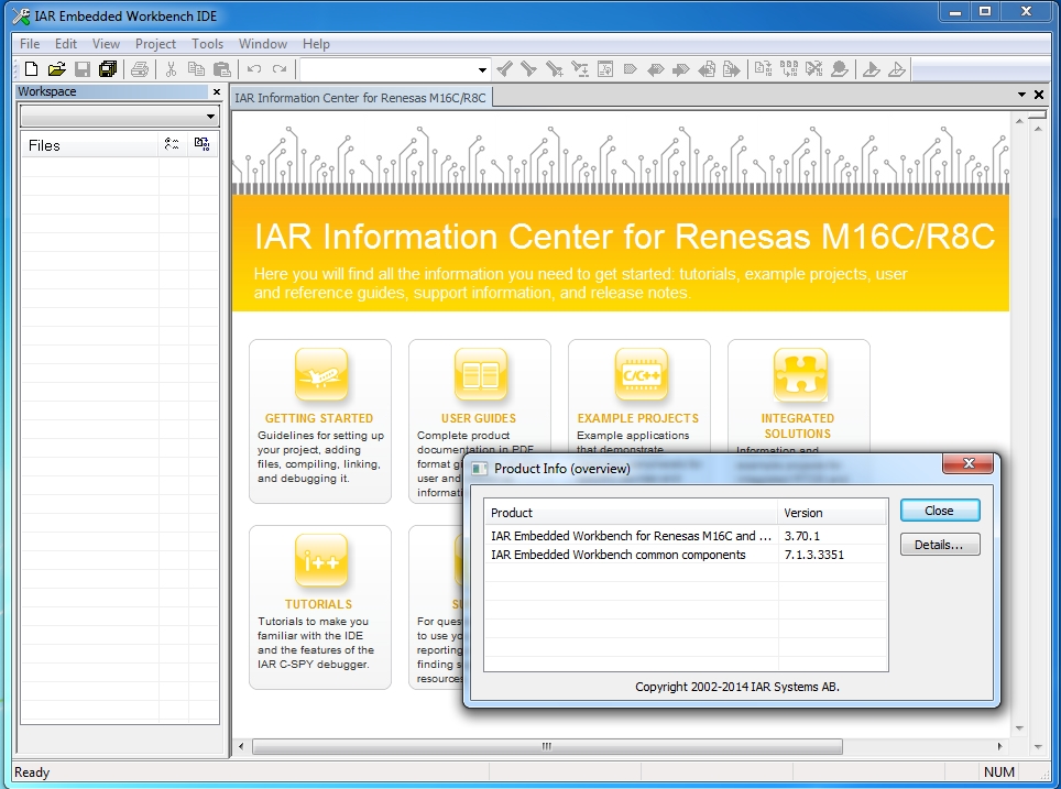 IAR Embedded Workbench for M16C & R8C version 3.70.1