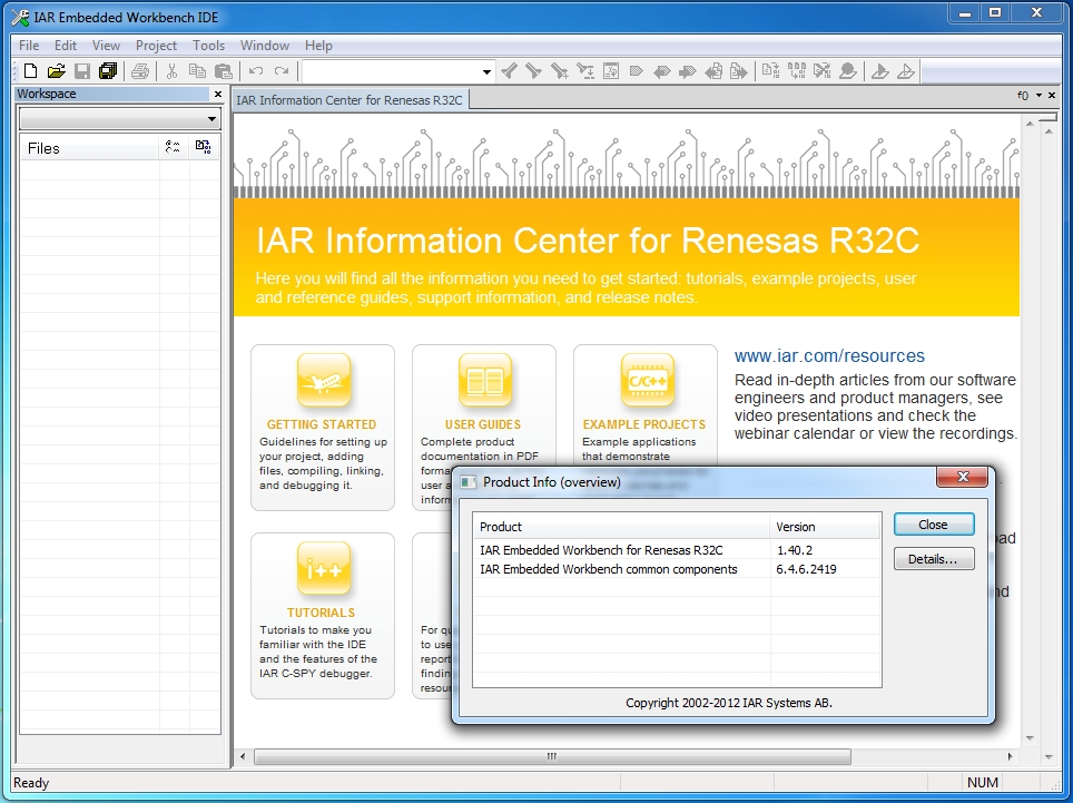 IAR Embedded Workbench for R32C version 1.40.2