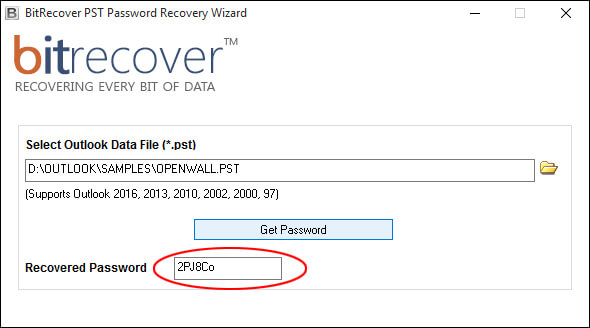 BitRecover Outlook PST Password Recovery 3.0