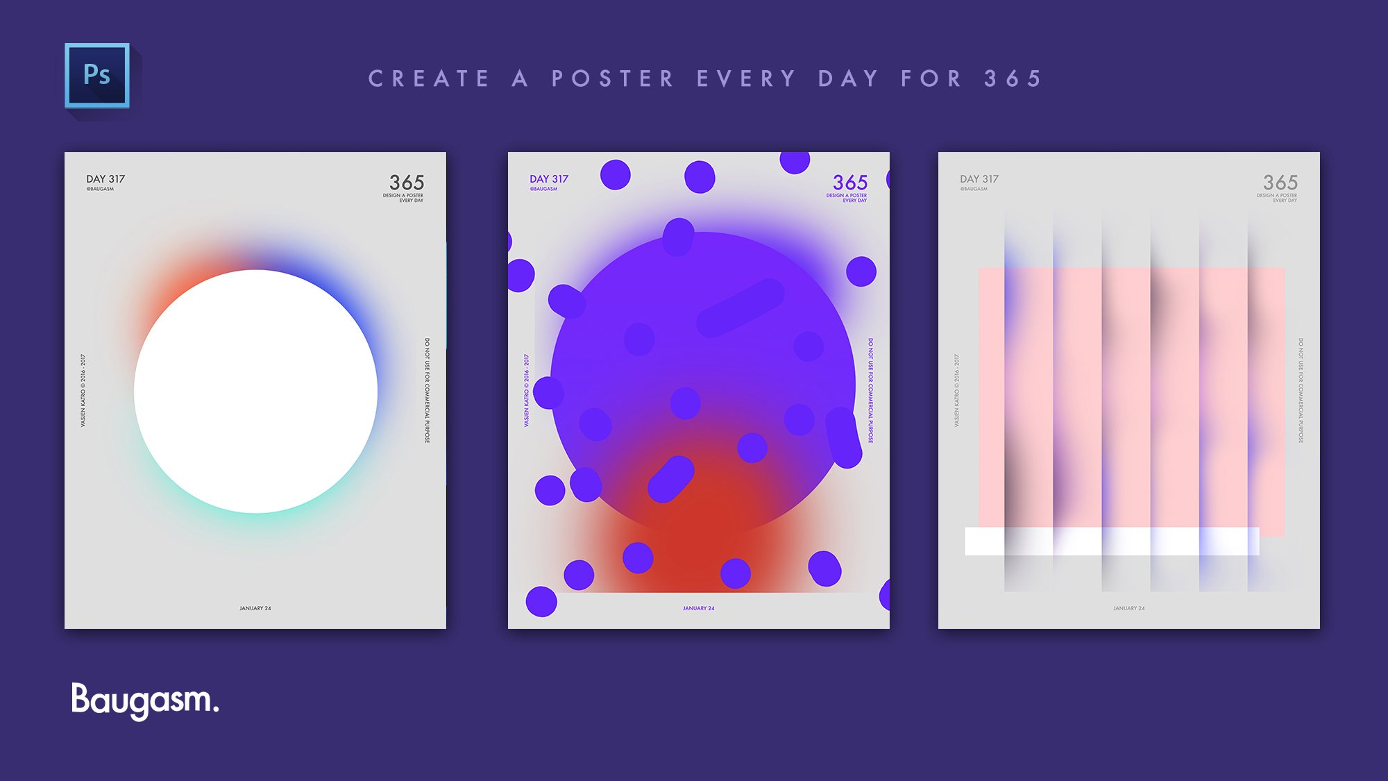 Baugasm™ Series #6 - Design 3 Different Posters With Abstract Gradient Shapes in Photoshop