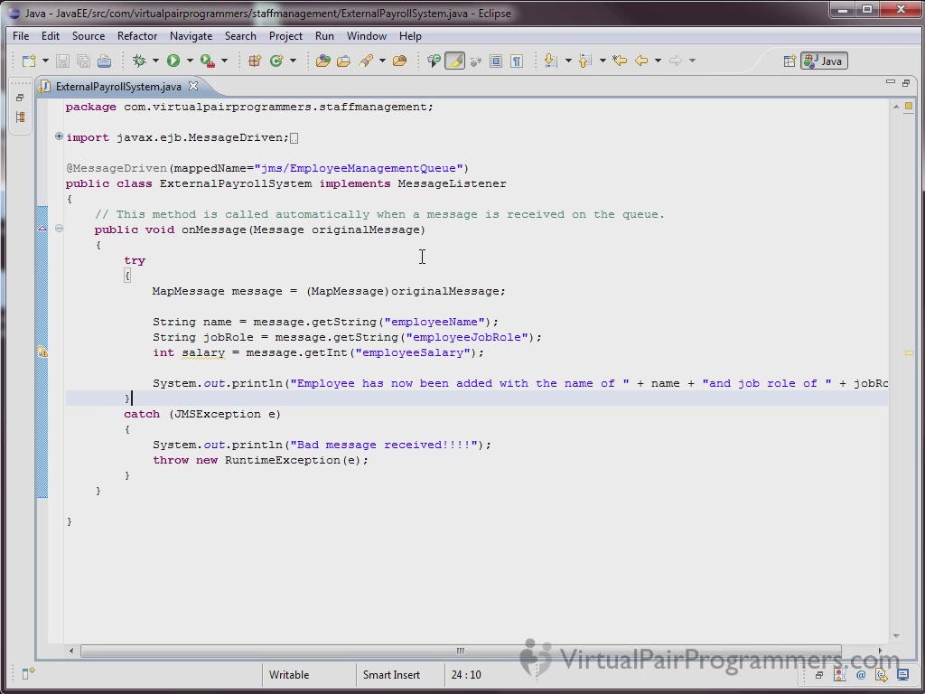 Virtual Pair Programmers - JavaEE Messaging with JMS and MDB