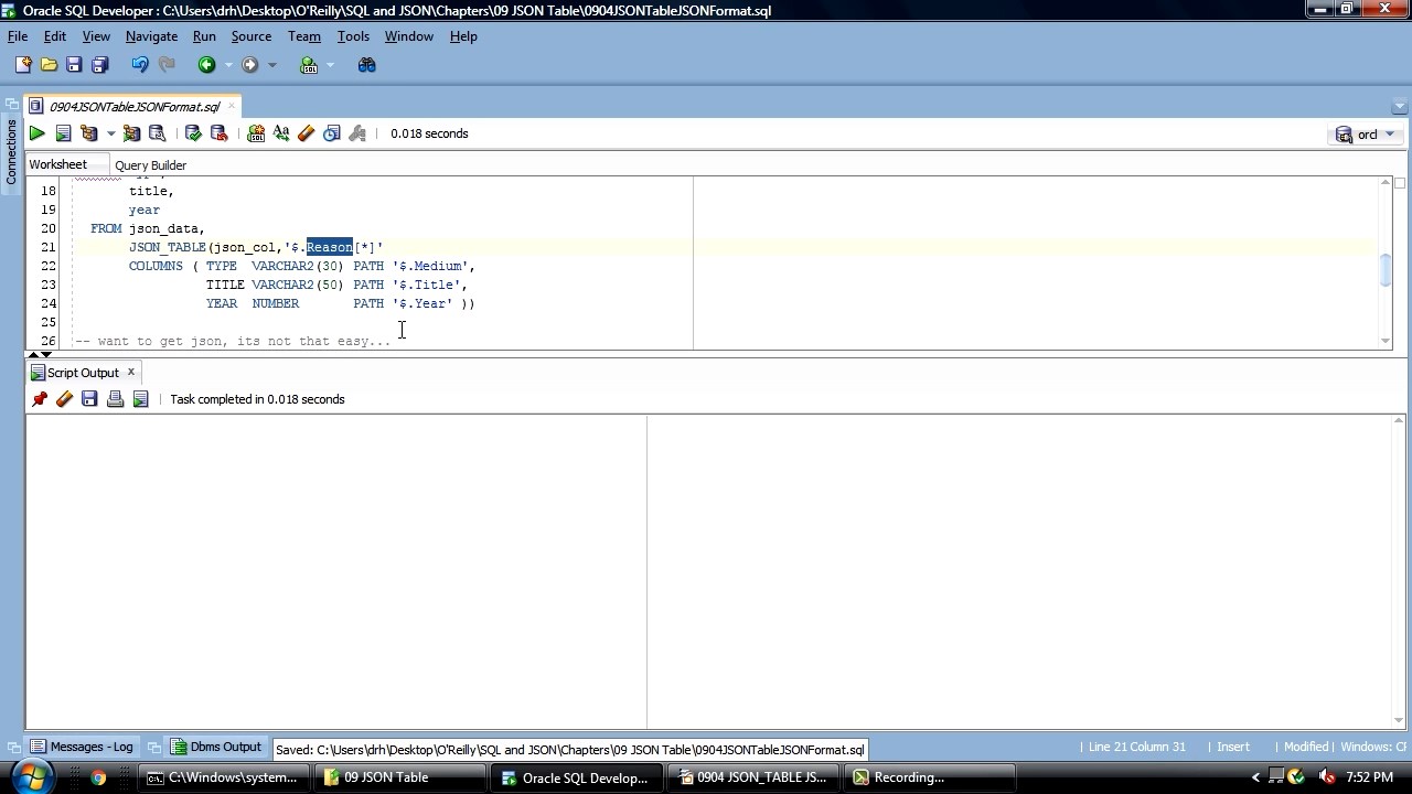 Oracle SQL and JSON