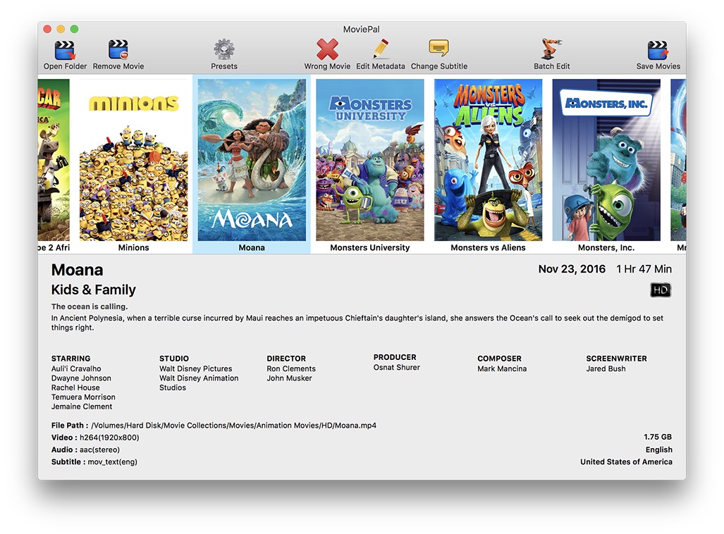 MoviePal 2.2 Mac OS X