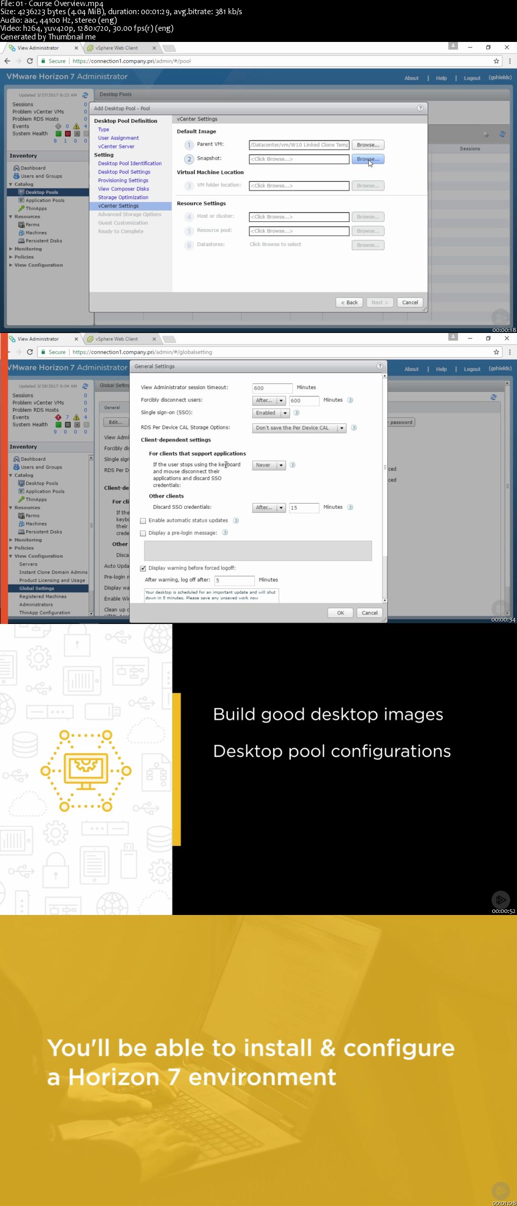 VMware Horizon 7: Create and Configure Pools