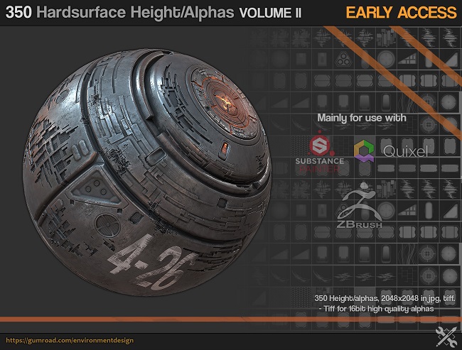 Gumroad – 350 Hardsurface Height/Alpha Vol 2 – UPDATE 03