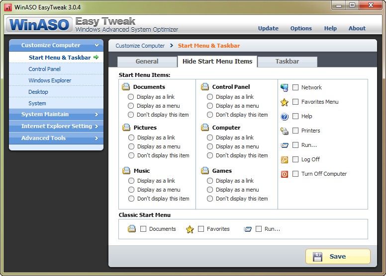 WinASO EasyTweak 3.0.4