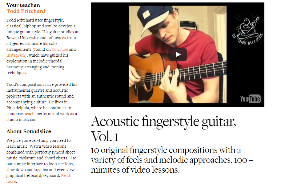 Soundslice – Acoustic fingerstyle guitar Vol. 1 with Todd Pritchard